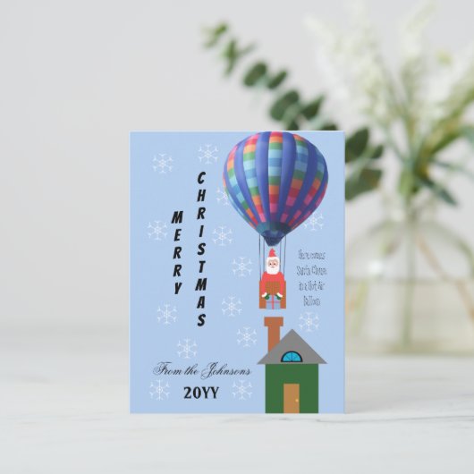 クリスマスウィムシーサンタホットエアバルーンライトブルー シーズンポストカード (スタンド正面)