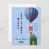 クリスマスウィムシーサンタホットエアバルーンライトブルー シーズンポストカード (正面/裏面)