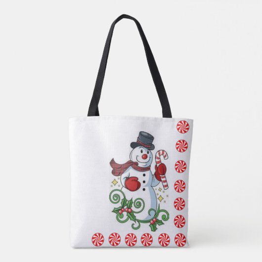 クリスマスウィメンズトートバッグ、雪だるま トートバッグ (裏面)