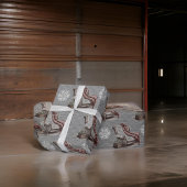 クリスマスウィングバックプレイドスノーフレークスチールグレー ラッピングペーパー