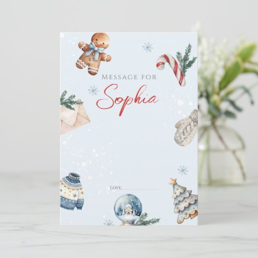 クリスマスウィンターの最初の誕生日パーティータイムカプセル 招待状 (スタンド正面)