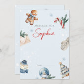 クリスマスウィンターの最初の誕生日パーティータイムカプセル 招待状 (正面/裏面)