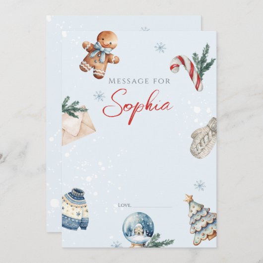 クリスマスウィンターの最初の誕生日パーティータイムカプセル 招待状 (正面/裏面)