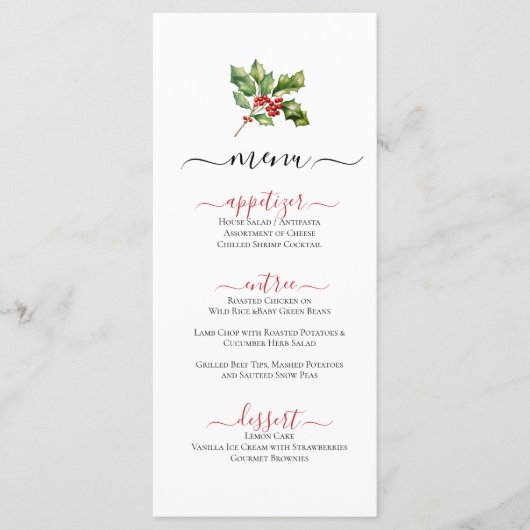 クリスマスウィンターをテーマにしたホリースプリングフラットメニュー メニュー (正面)