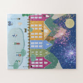 クリスマスウィンターアイススケートで滑る ジグソーパズル (横)