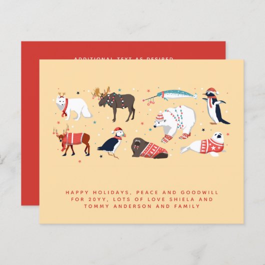 クリスマスウィンターアニマルズ個人年次レター (正面/裏面)