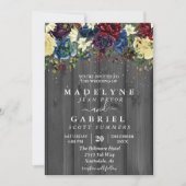 クリスマスウィンターウェディングウォーターカラー素朴フローラ 招待状 (正面)