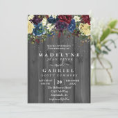 クリスマスウィンターウェディングウォーターカラー素朴フローラ 招待状 (スタンド正面)