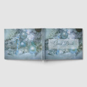 クリスマスウィンターウェディングオーナメントブルーティール(緑がかった色)ツリー ゲストブック (全面)