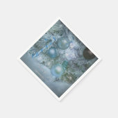 クリスマスウィンターウェディングオーナメントブルーティール（緑がかった色）ツリー スタンダードカクテルナプキン (角)