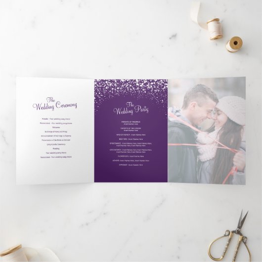 クリスマスウィンターウェディングツリーとレイクアート 三つ折りプログラム (内部)