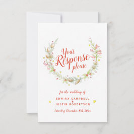 クリスマスウィンターウェディングフローラリースアート 出欠カード