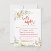 クリスマスウィンターウェディングフローラリースアート 出欠カード (裏面)