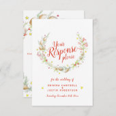 クリスマスウィンターウェディングフローラリースアート 出欠カード (正面/裏面)