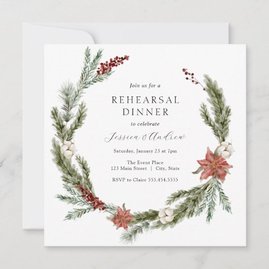 クリスマスウィンターウェディングリハーサルディナー 招待状 (正面)