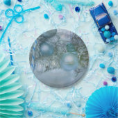 クリスマスウィンターウエディングオーナメントブルーティール（緑がかった色）ツリー ペーパープレート (パーティー)