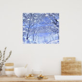 クリスマスウィンターウッズ水の色絵画のポスター ポスター (キッチン)