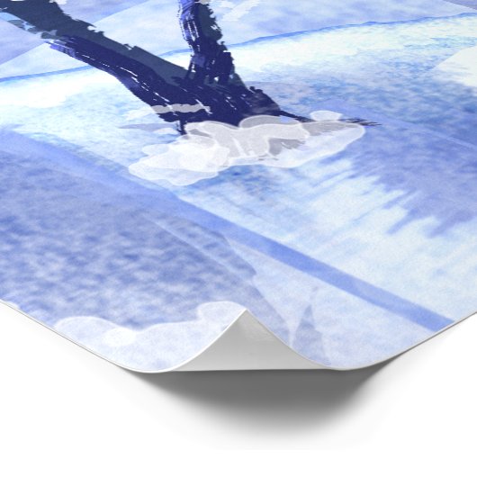 クリスマスウィンターウッズ水の色絵画のポスター ポスター (角)