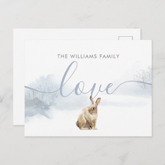 クリスマスウィンターウッドランドハレエレガントスクリプト シーズンポストカード (正面/裏面)