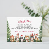 クリスマスウィンターウッドランド動物 サンキューカード (スタンド正面)