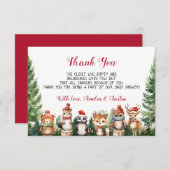 クリスマスウィンターウッドランド動物 サンキューカード (正面/裏面)