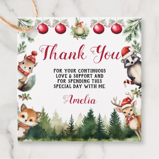 クリスマスウィンターウッドランド動物 フェイバータグ (正面)