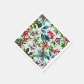 クリスマスウィンターウッド自然ホリーベリーピネコーン スタンダードカクテルナプキン (角)