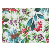 クリスマスウィンターウッド自然ホリーベリーピネコーン テーブルクロス (正面(横))