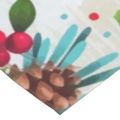 クリスマスウィンターウッド自然ホリーベリーピネコーン テーブルクロス (アングル)