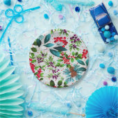 クリスマスウィンターウッド自然ホリーベリーピネコーン ペーパープレート (パーティー)