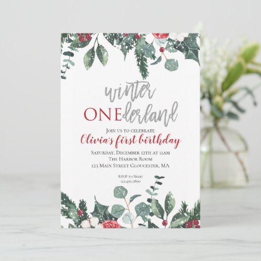 クリスマスウィンターオネダーランドファースト誕生日 招待状 (スタンド正面)