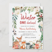 クリスマスウィンターオネダーランド誕生日招待状 招待状 (正面)