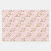 クリスマスウィンターオネダーランド金ゴールドピンクポインセチア ラッピングペーパーシート (正面2)