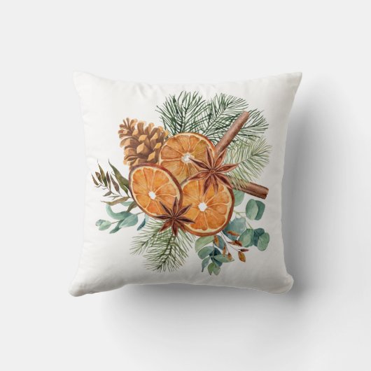 クリスマスウィンターオレンジパインスパイスブーケ クッション (裏面)