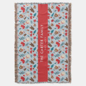 クリスマスウィンターカスタム雪だるまファミリー名 スローブランケット (正面縦)