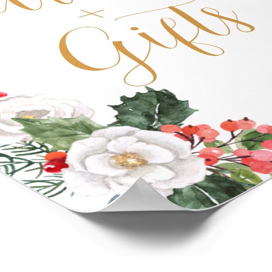 クリスマスウィンターカードとギフトブライダルシャワー ポスター (角)