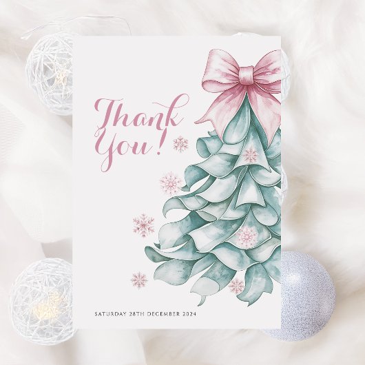 クリスマスウィンターガールベビーシャワーサンキューカード サンキューカード