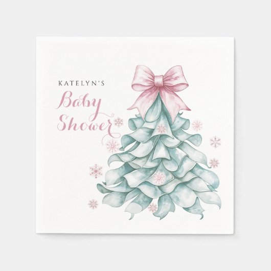 クリスマスウィンターガールベビーシャワー スタンダードカクテルナプキン (正面)