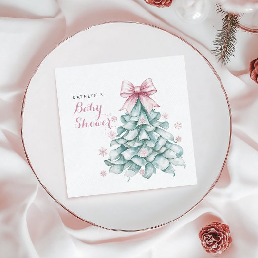 クリスマスウィンターガールベビーシャワー スタンダードカクテルナプキン