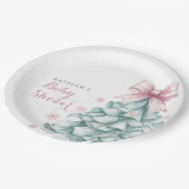 クリスマスウィンターガールベビーシャワー ペーパープレート (アングル)