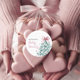 クリスマスウィンターガールベビーシャワー ラウンドシール