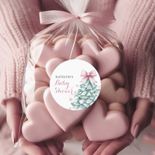 クリスマスウィンターガールベビーシャワー ラウンドシール