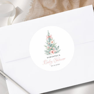 クリスマスウィンターガールベビーシャワー ラウンドシール