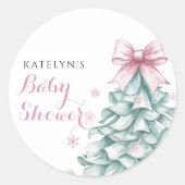 クリスマスウィンターガールベビーシャワー ラウンドシール (正面)