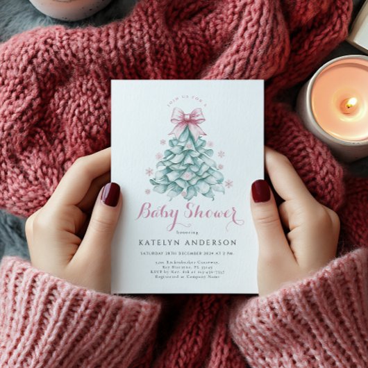 クリスマスウィンターガールベビーシャワー 招待状