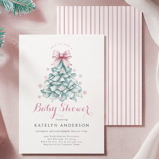クリスマスウィンターガールベビーシャワー 招待状