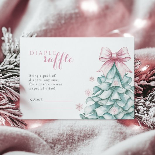 クリスマスウィンターガール赤ちゃんシャワーおむつラッフル エンクロージャーカード