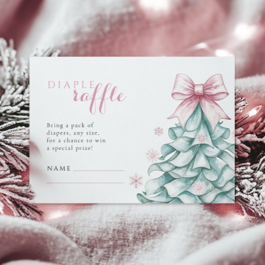 クリスマスウィンターガール赤ちゃんシャワーおむつラッフル エンクロージャーカード