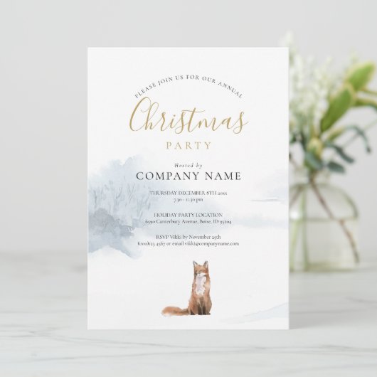 クリスマスウィンターキツネ企業のホリデーパーティー 招待状 (スタンド正面)