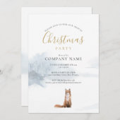 クリスマスウィンターキツネ企業のホリデーパーティー 招待状 (正面/裏面)